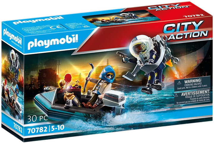 Playmobil City Action 70782 Police Jetpack with Boat, Floatable, Toy for childre