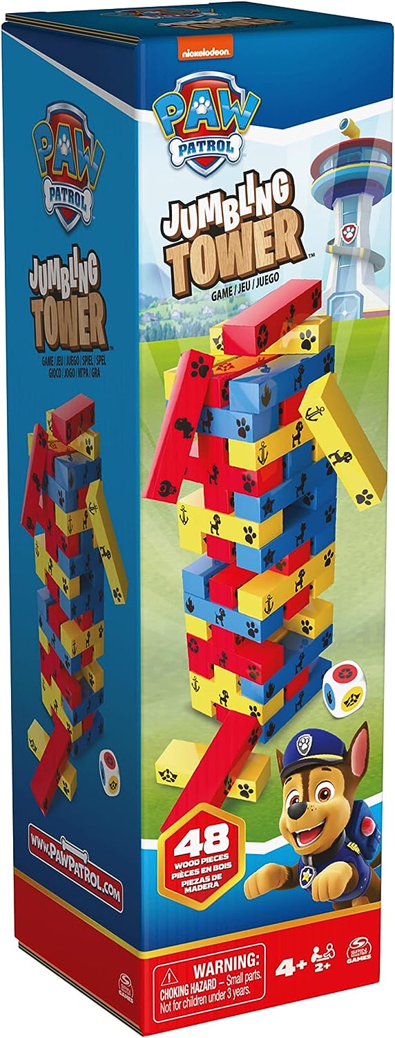 Spin Master Games 6066828 Jumbling Tower, Stacking Building Toppling Colorful Wood Game for Kids