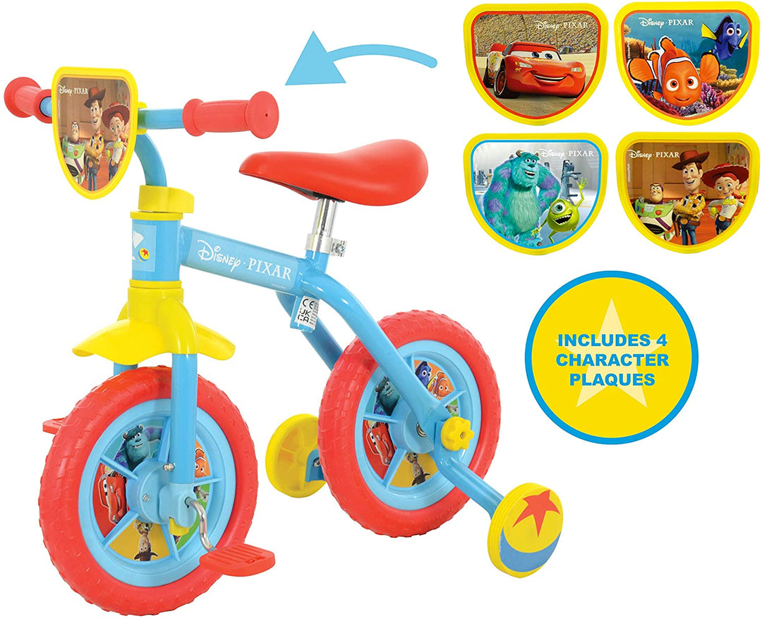 Disney Unisex-Youth Pixar Switch It Multi Character 2in1 10" Training Bike, Mult
