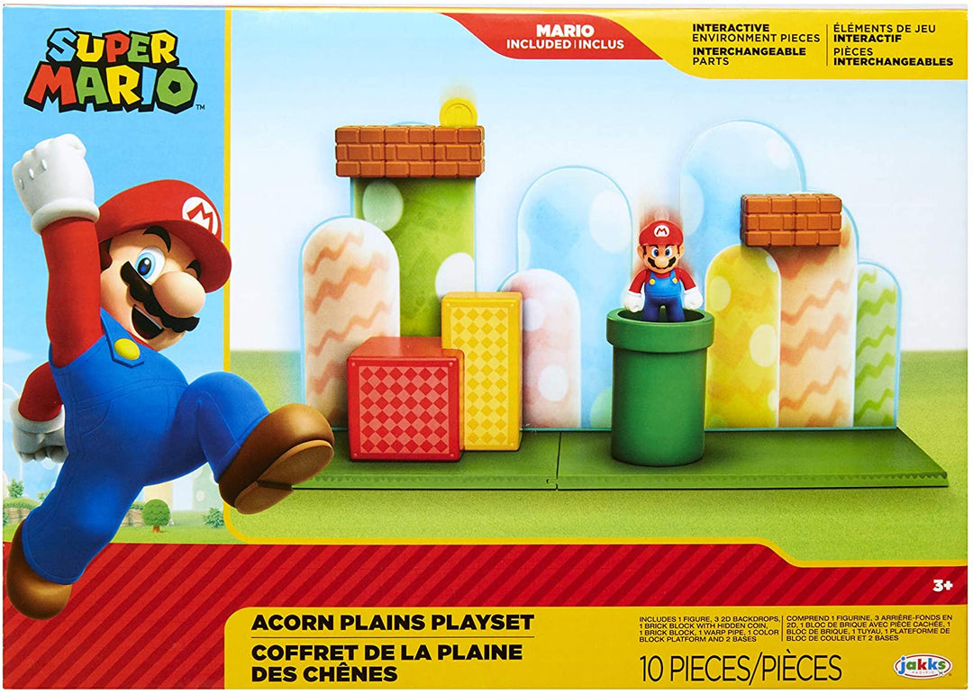 Super Mario 85991-4L-PKR1 Acorn Plains 2.5” Figure Playset with Feature Accessories