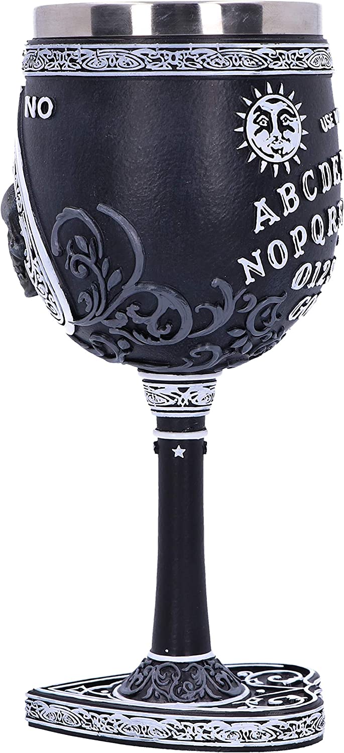 Nemesis Now B5141R0 Black and White Spirit Board Goblet Glass, Resin w/stainless steel insert, 18cm