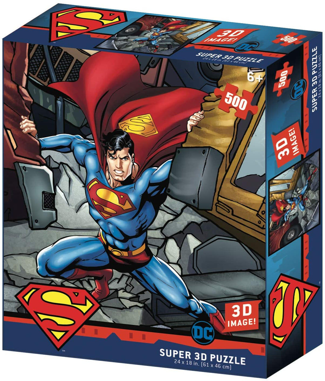DC Comic SM32523 Superman Strength 3D Effect Jigsaw Puzzle, Multicolour