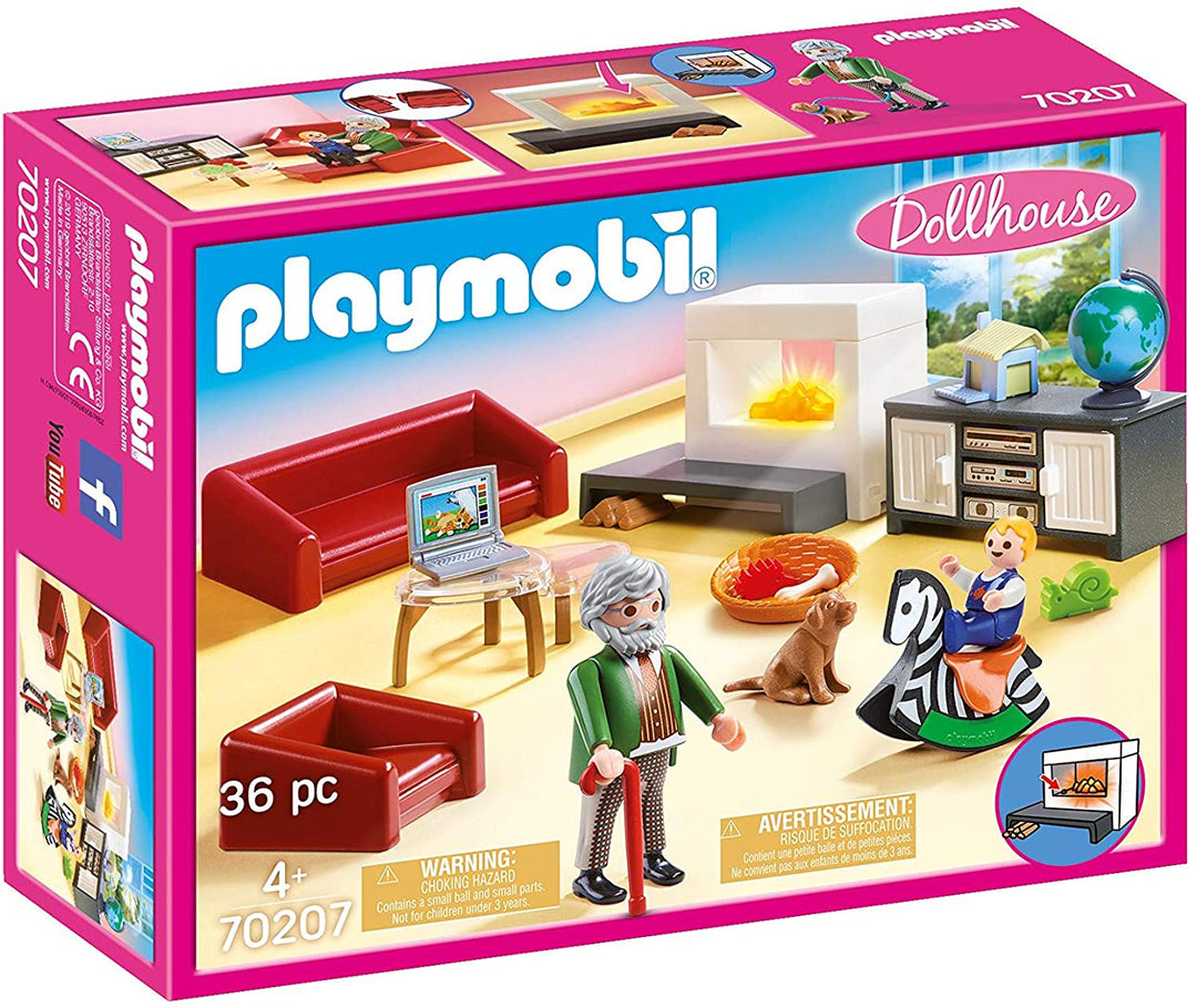 Playmobil 70207 Maison de Poupée Salon avec Cheminée