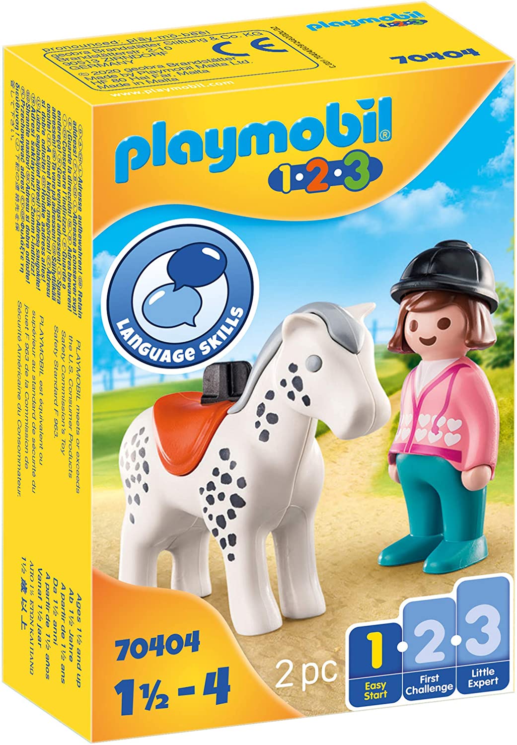 Playmobil 1.2.3 70404 Cavalier avec cheval, pour les enfants de 1,5 à 4 ans