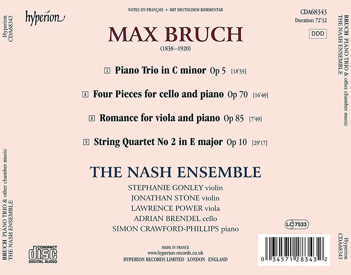 Bruch: Piano Trio [The Nash Ensemble] [Hyperion Records A68343] [Audio CD]