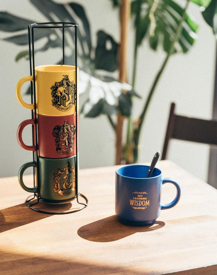 Grupo Erik Harry Potter Mug Set | 4 Porcelain Mugs & Metallic Stand