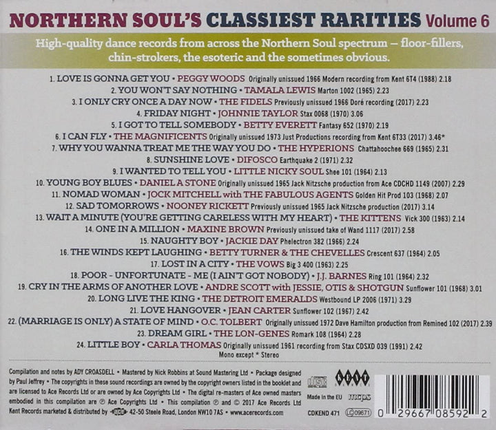 Northern Soul's Classiest Rarities Volume 6 [Audio CD]