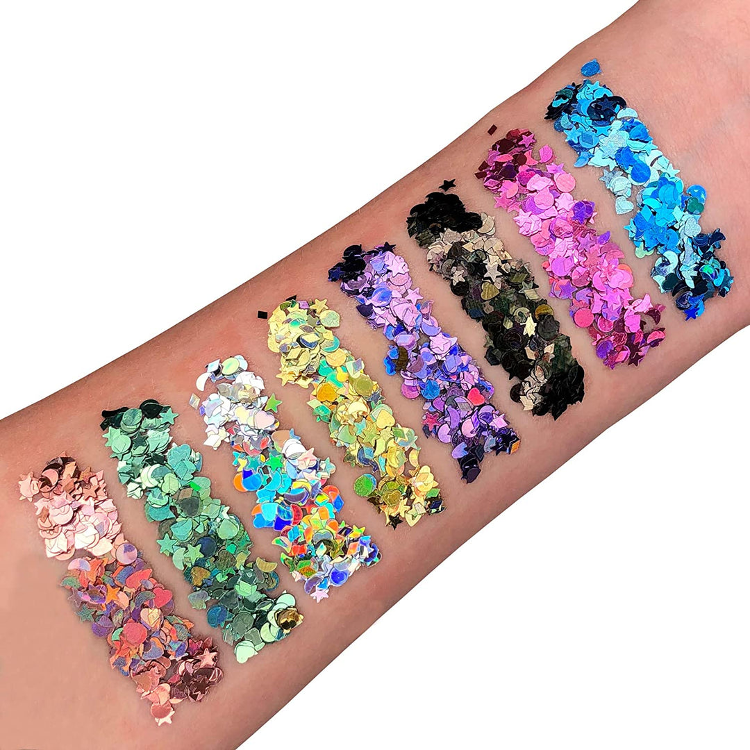 Smiffys Holographic Glitter Shapes by Moon Glitter - Silver - 3g