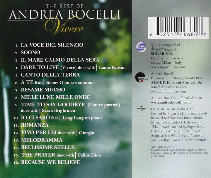 Vivere - Greatest Hits - Andrea Bocelli  [Audio CD]