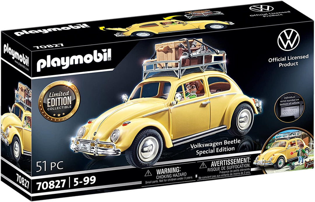 Playmobil 70827 Volkswagen Beetle, voiture familiale jaune, édition spéciale pour les fans et les collectionneurs