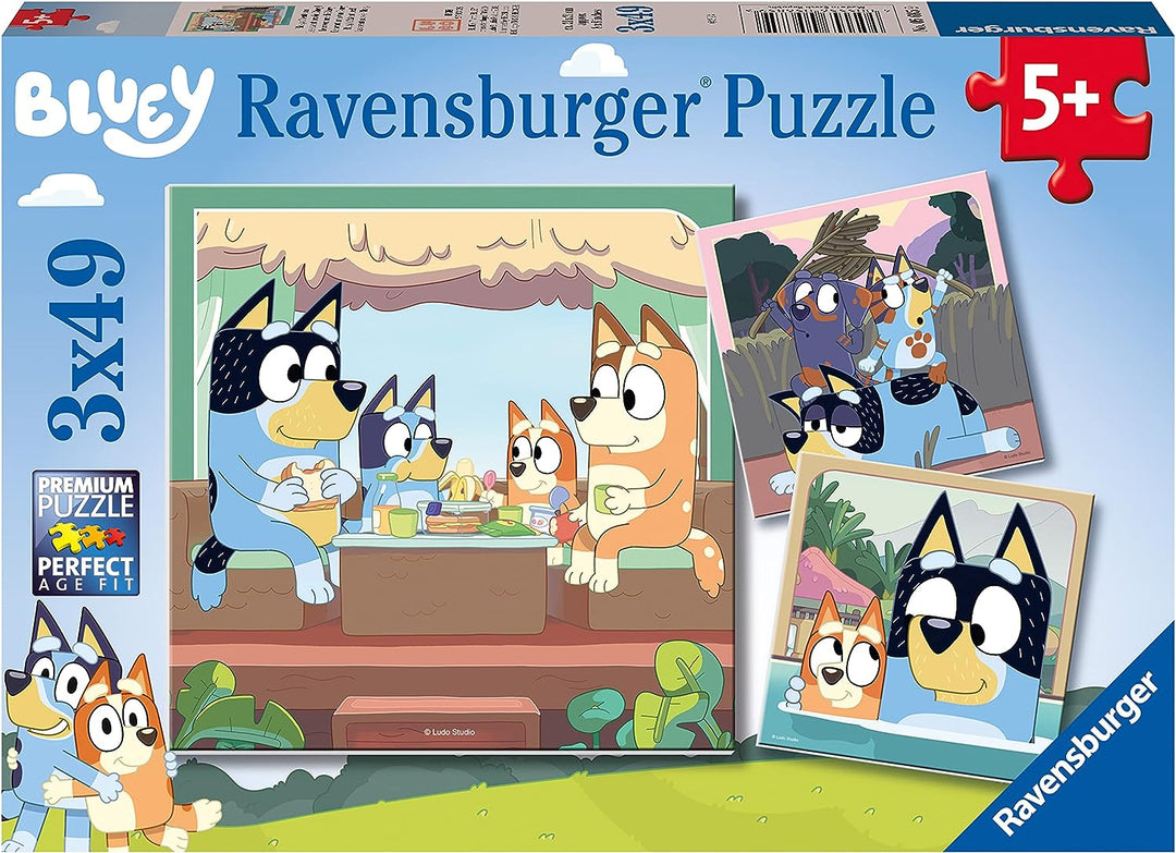 Ravensburger Bluey Toys - 3x 49 Piece Jigsaw Puzzles for Kids Age 5 Years Up