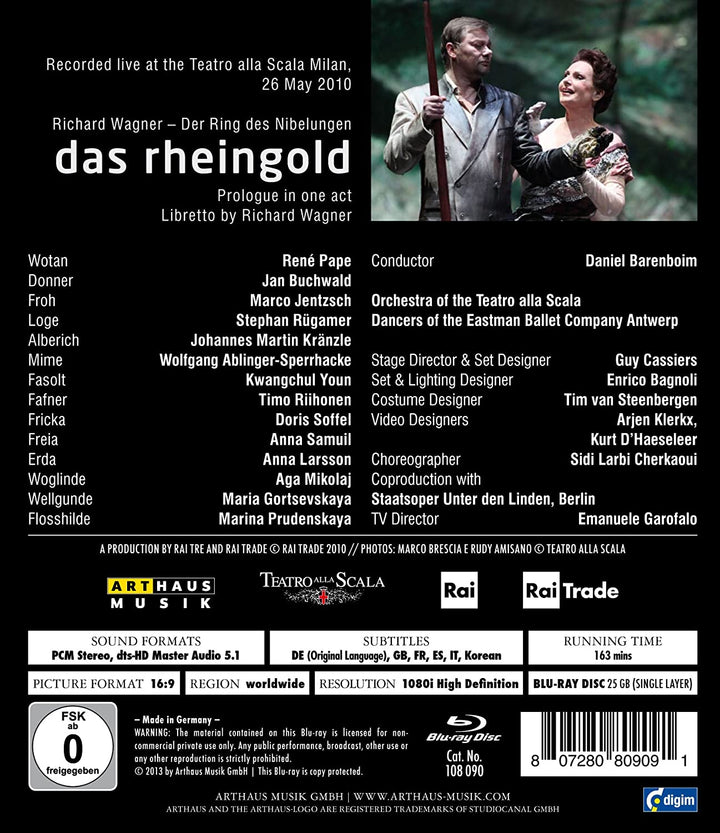 Wagner: Das Rheingold [La Scala 2011] [Rene Pape, Timo Riihonen, Daniel Barenboim] [Arthaus: 108090] [2013] [Blu-ray]