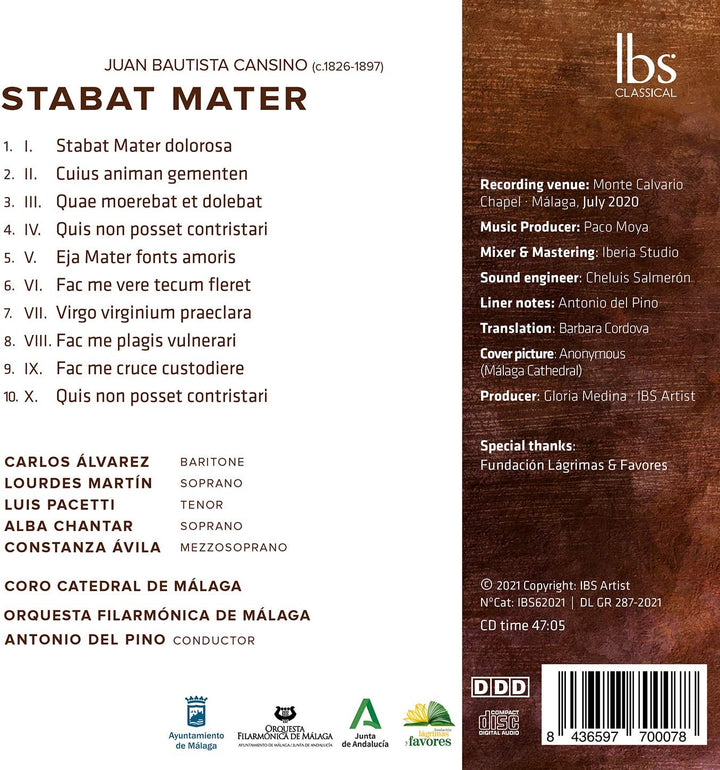 Cansino: Stabat Mater [Carlos Álvarez; Lourdes Martin; Luis Pacetti; Antonio del Pino] [Ibs Classical: IBS62021] [Audio CD]