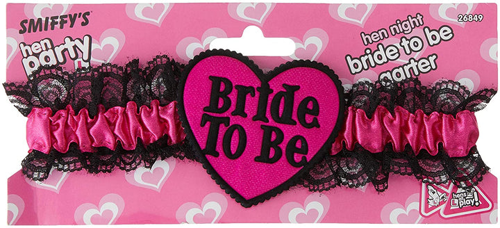 Smiffys Bride To Be Garter with Lace - Black/Pink