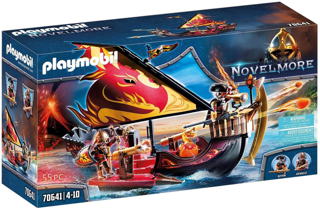 Playmobil 70641 Novelmore Knights Burnham Raiders Fire Ship, flottant, pour les enfants à partir de 4 ans