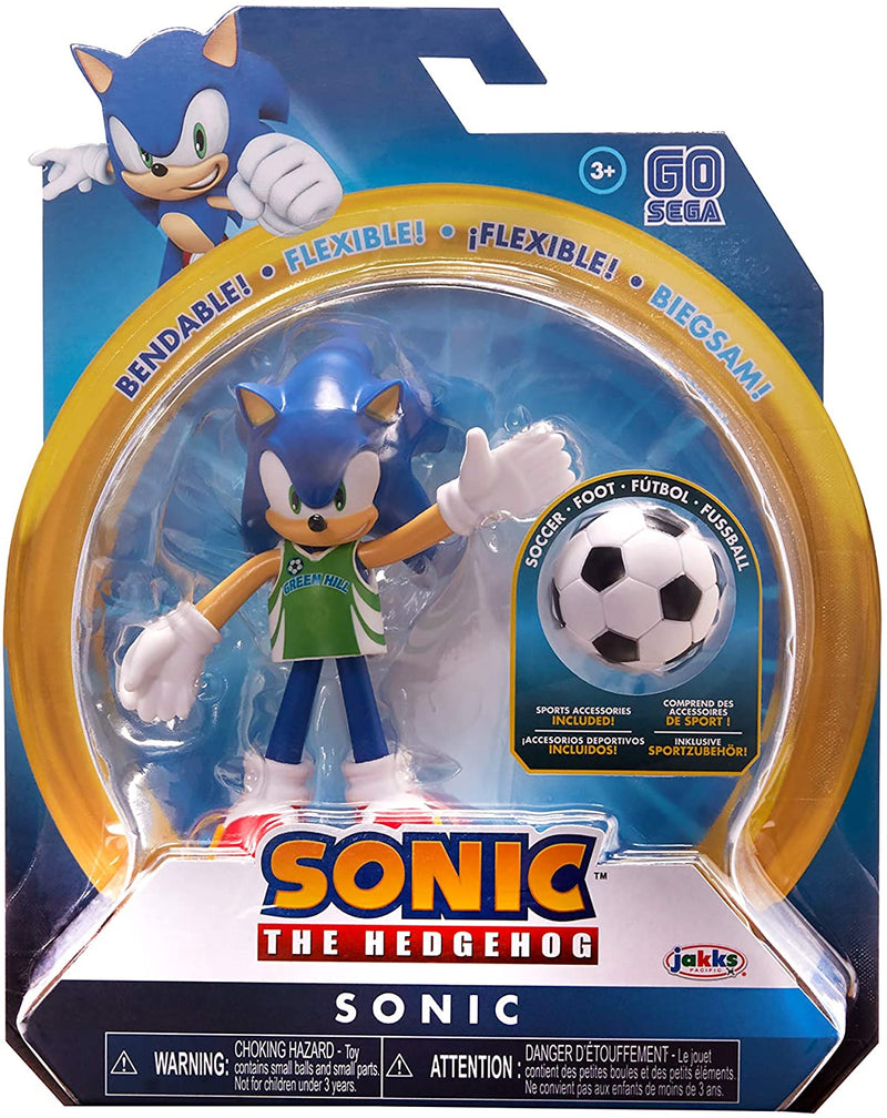 Sonic The Hedgehog 4-Inch Sonic Collectible Toy Action Figure with Soccer Ball
