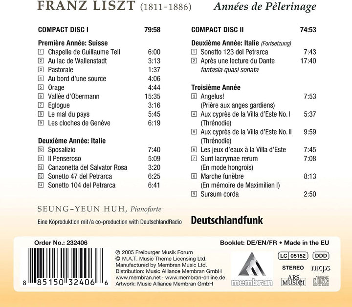 Seung-Yeun Huh - Liszt: Années de Pèlerinage [Audio CD]