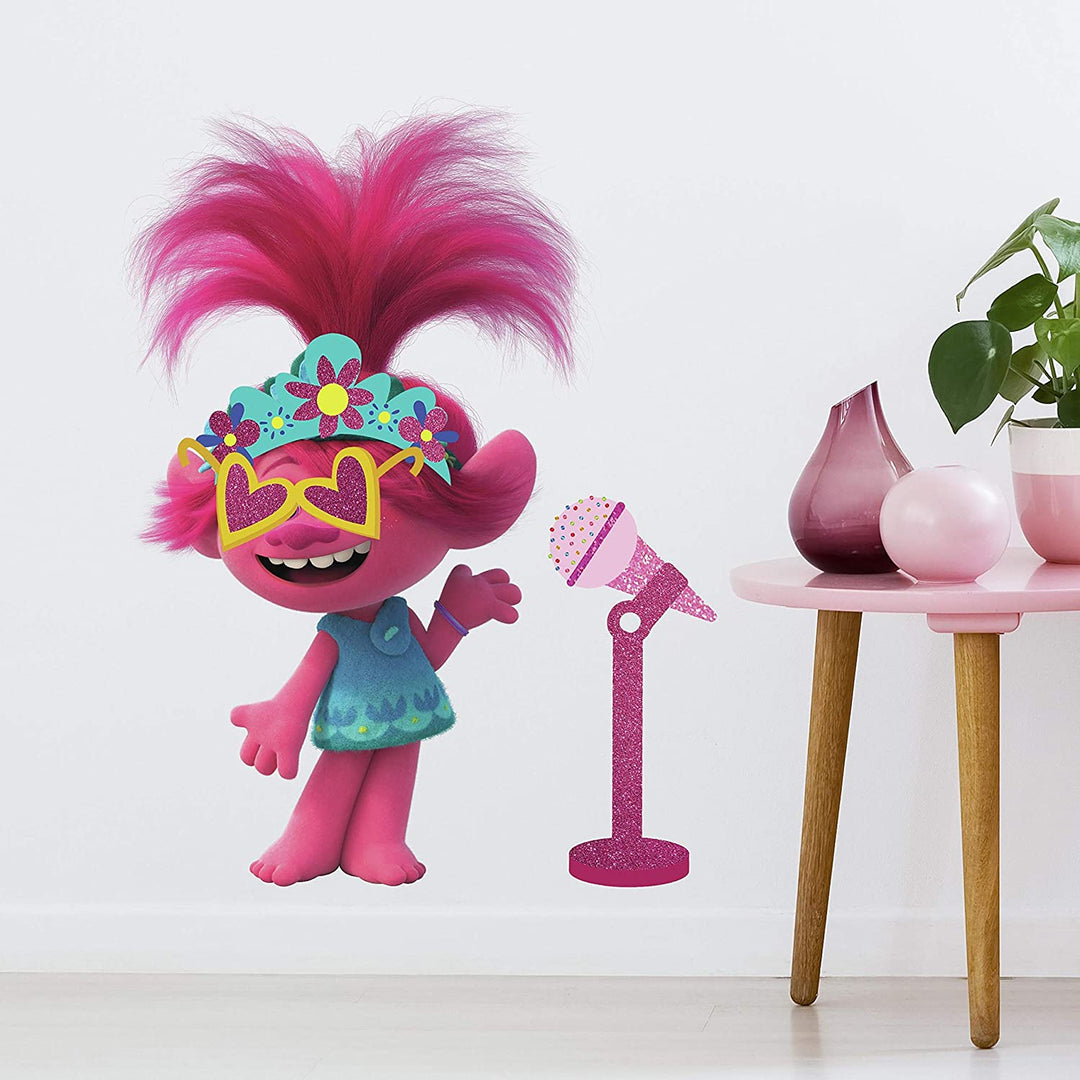 RoomMates Trolls World Tour Poppy with Glitter Peel and Stick Giant Wall Decals