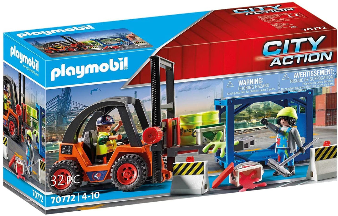 Playmobil City Action 70772 Chariot élévateur avec fret, pour enfants à partir de 4 ans