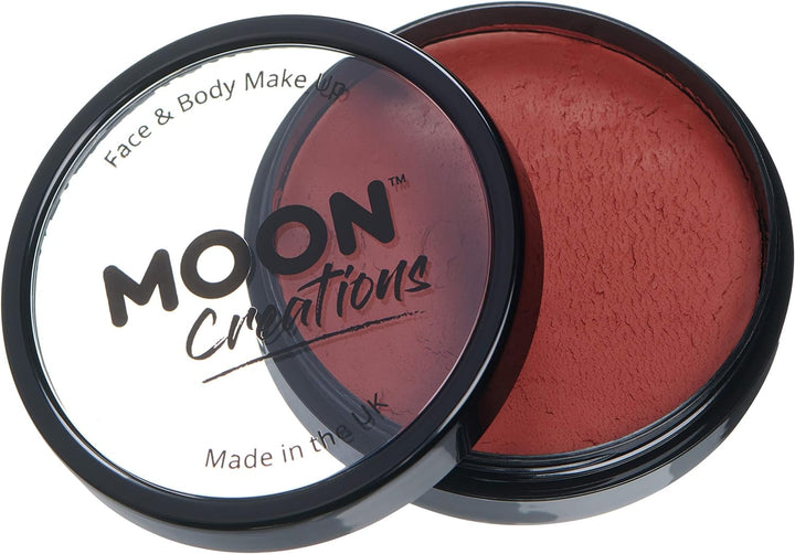 Pro Face & Body Paint Cake Pots by Moon Creations - Dark Red - Professional Water Based Face Paint Makeup for Adults, Kids - 36g