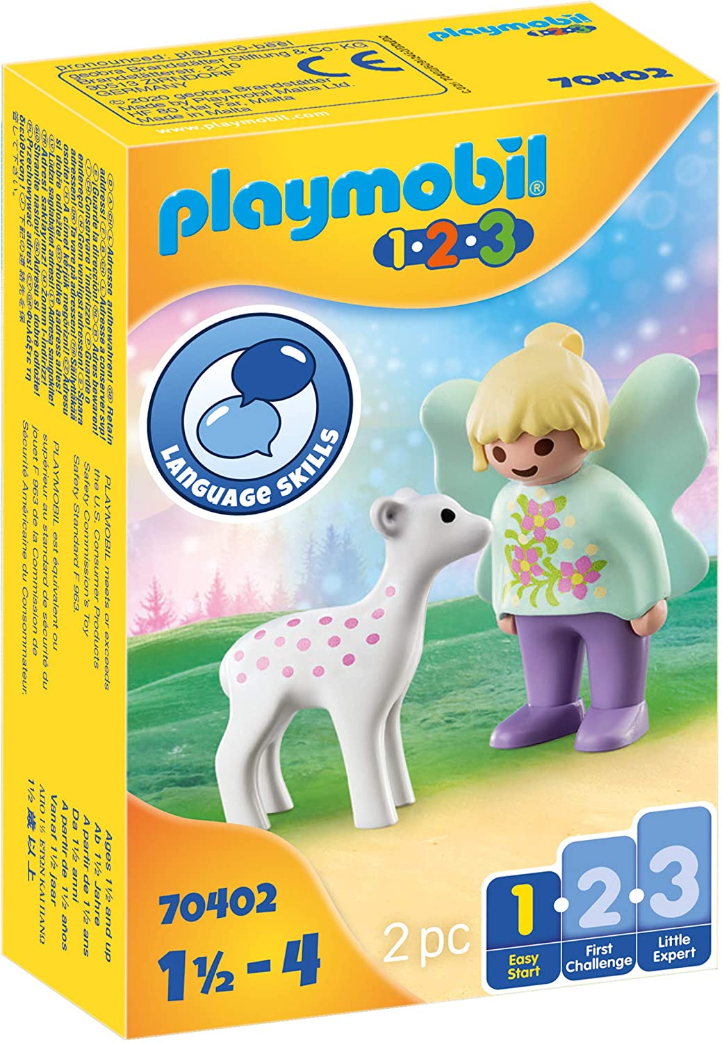 Playmobil 1.2.3 70402 Amie fée avec faon, pour les enfants de 1,5 à 4 ans