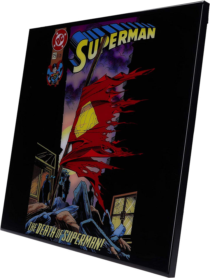 Nemesis Now Death of Superman Comic Cover Crystal Clear Art, Red, 32cm