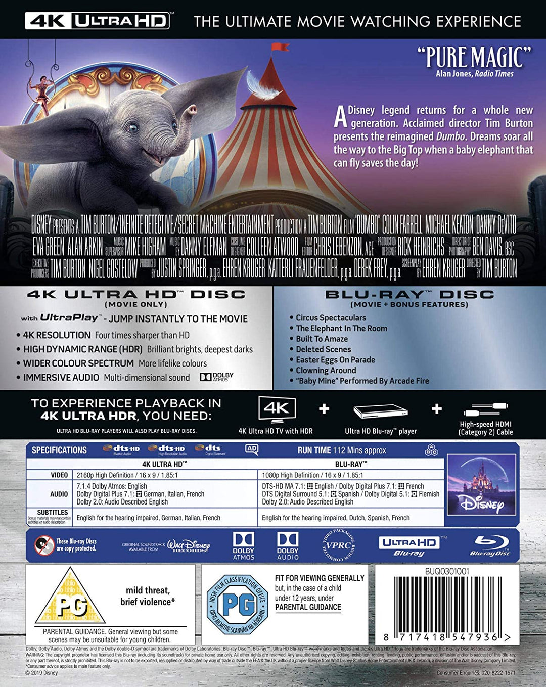 Disney's Dumbo - Fantasy/Family [Blu-Ray]
