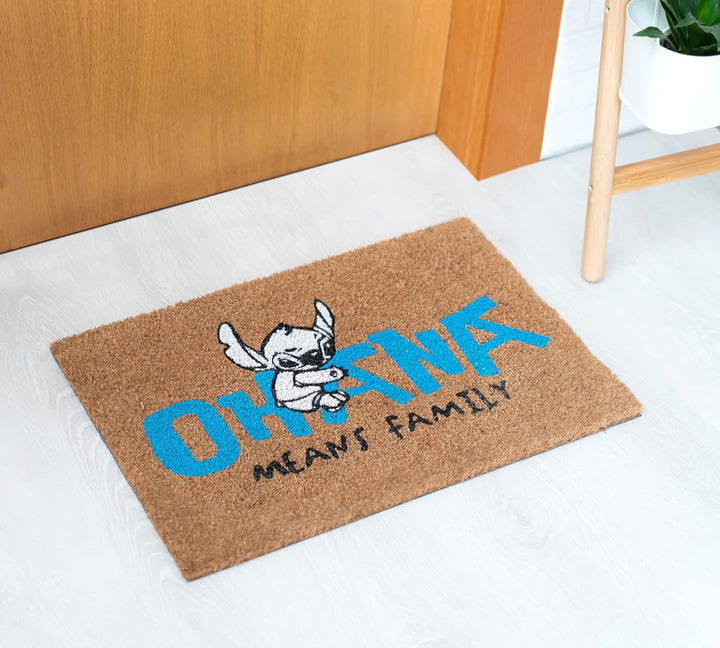 Grupo Erik Official Disney Stitch Ohana Door Mat, 15.7 x 23.6 Inches / Stitch Disney Gifts | Coconut Coir | Eco Friendly