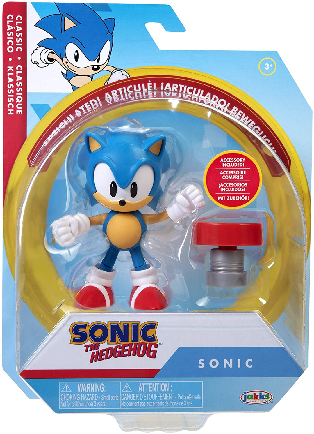 Sonic The Hedgehog 4-Inch Action Figure Classic Sonic with Spring Collectible To