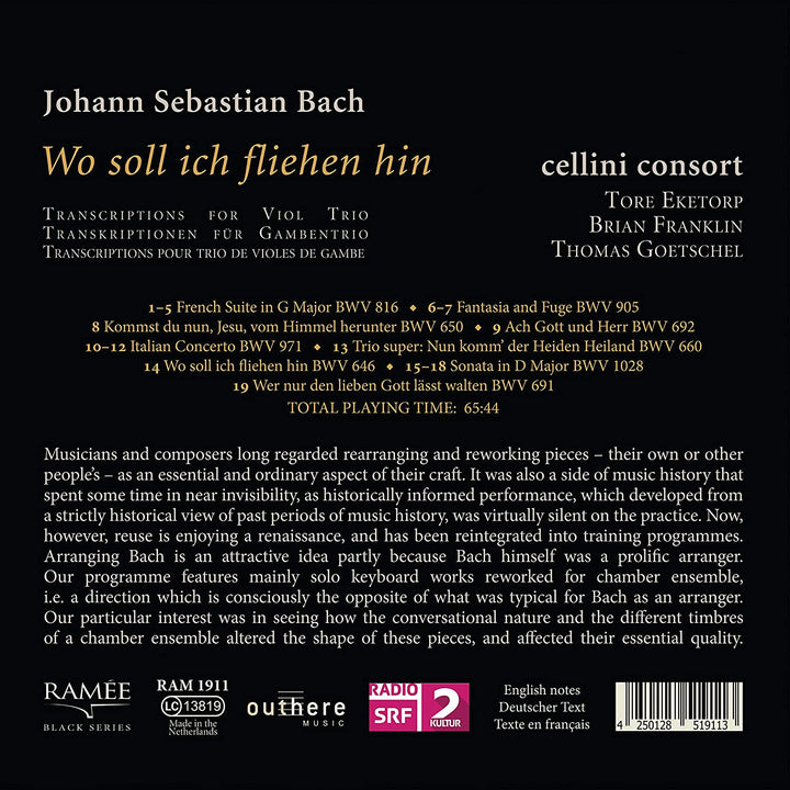 Cellini Consort - JS Bach: Wo Soll Ich Fliehen Hin [Audio CD]