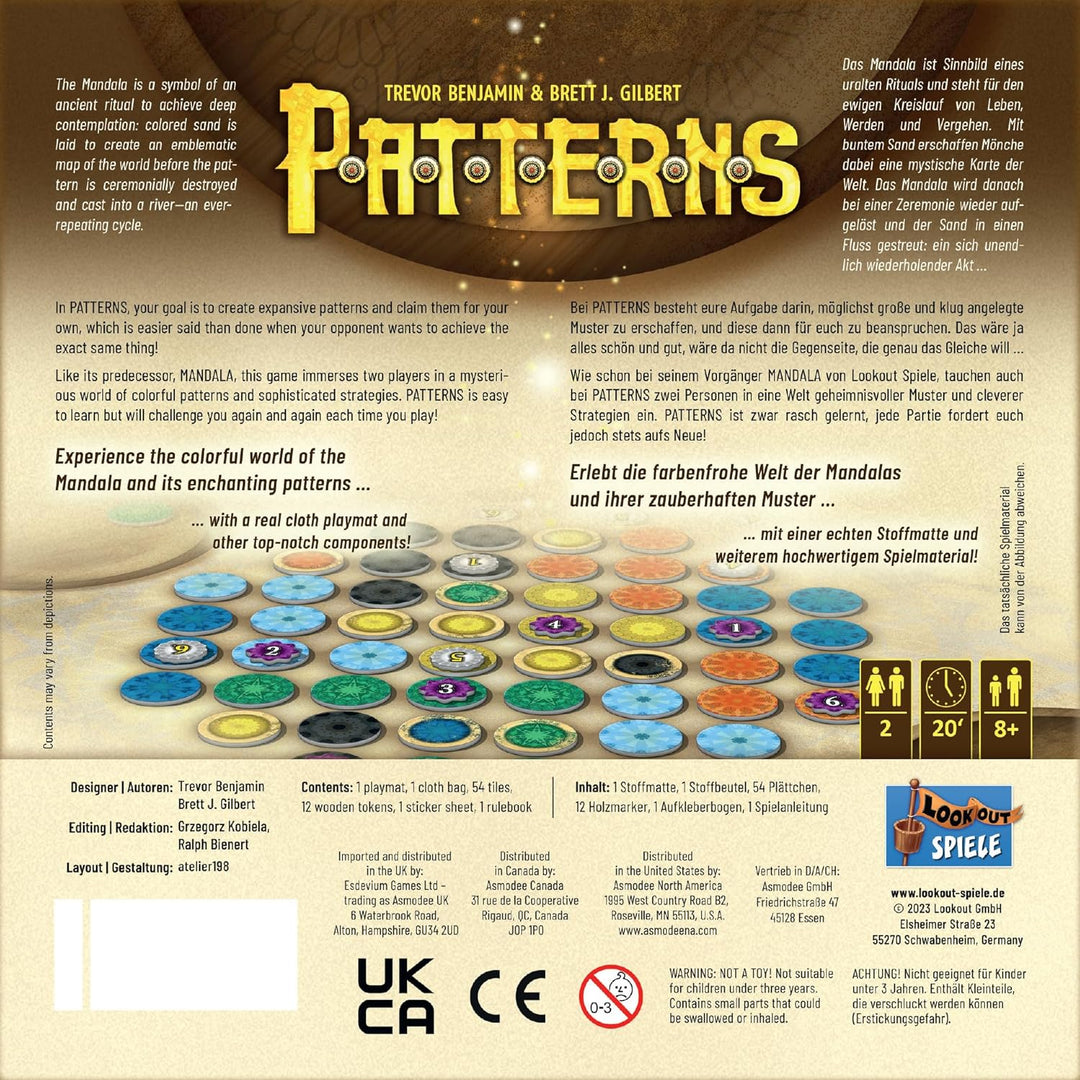 Patterns: A Mandala Game - Engaging Strategy Board Game with Unique Tea Towel Play Mat, Fun Family Game for Kids and Adults