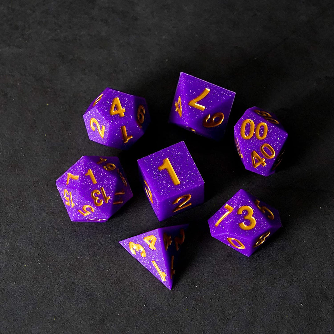 Metallic Dice Games 16mm Sharp Edge Silicone Rubber Poly DND Dice Set: Regal Ricochet, Role Playing Game Dice for Dungeons and Dragons