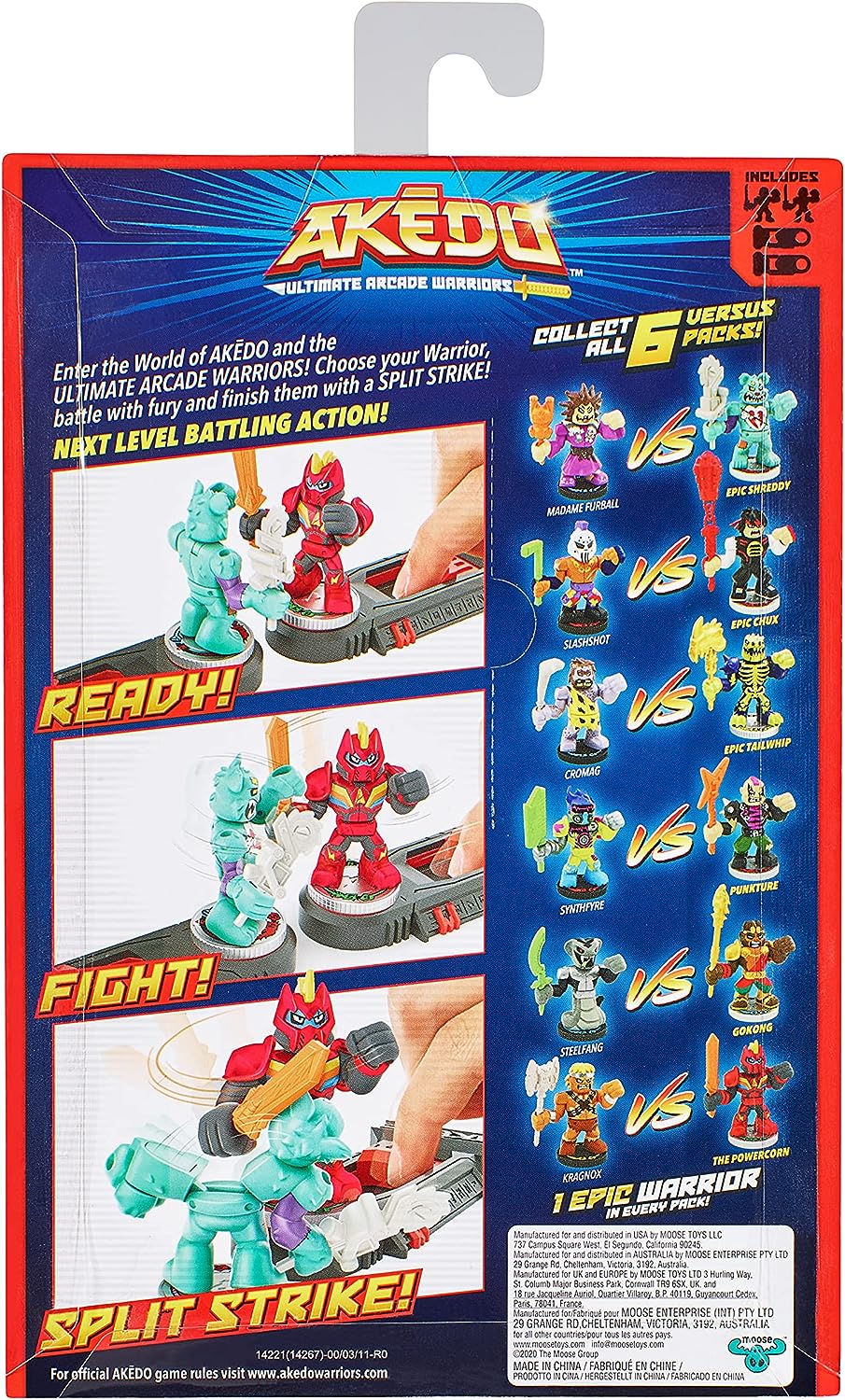 Akedo 14267 Ultimate Arcade Warriors Versus Pack EPIC SHREDDY VS MADAME FURBALL Mini Battling Action Figures