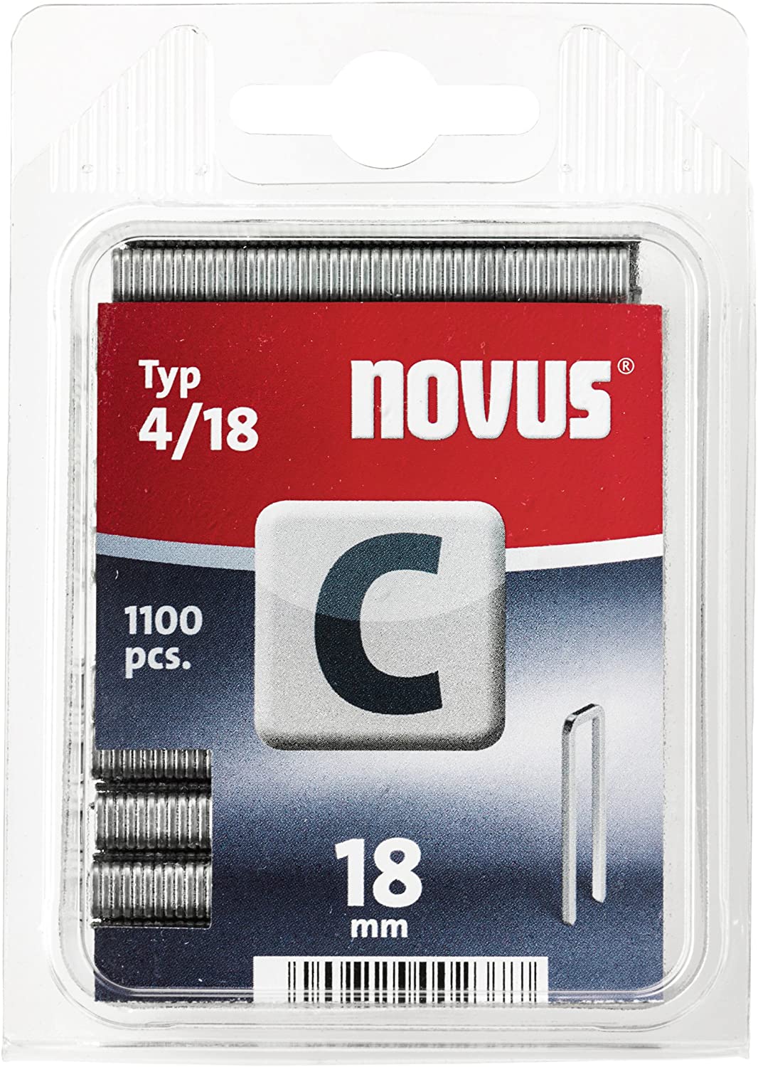 Novus C 4/4 Narrow Crown Staples, Blister Packed with 1100 Brackets 12, Ideal Book Middle for Attaching Woods and and MDF Panels, 042-0391