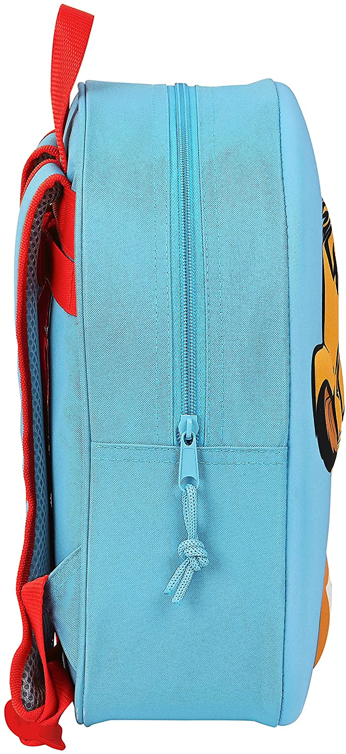 safta Boys' M890 Backpack with 3D Design Adaptable to Trolley, Light Blue/Red, 2