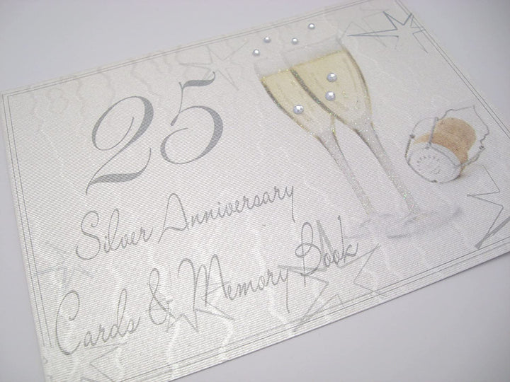 Carte et livre de souvenirs du 25e anniversaire de l'argenterie Verres à champagne