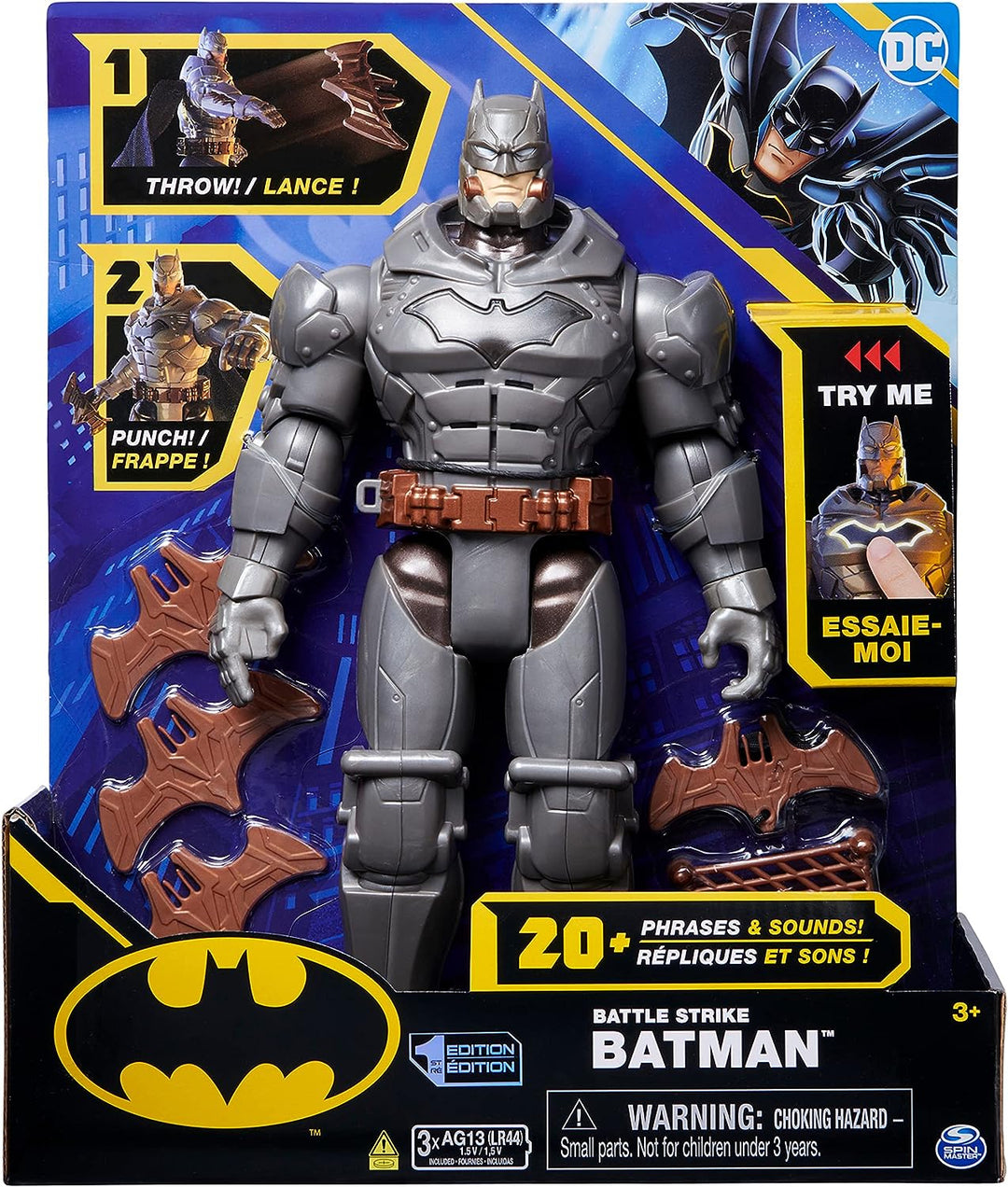 DC Comics, Battle Strike Batman 12-inch Action Figure, 20+ Phrases and Sounds