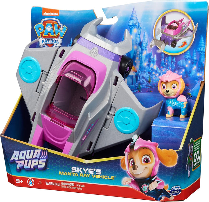 Paw Patrol Aqua Pups Skye Transforming Manta Ray Vehicle with Collectible Action Figure