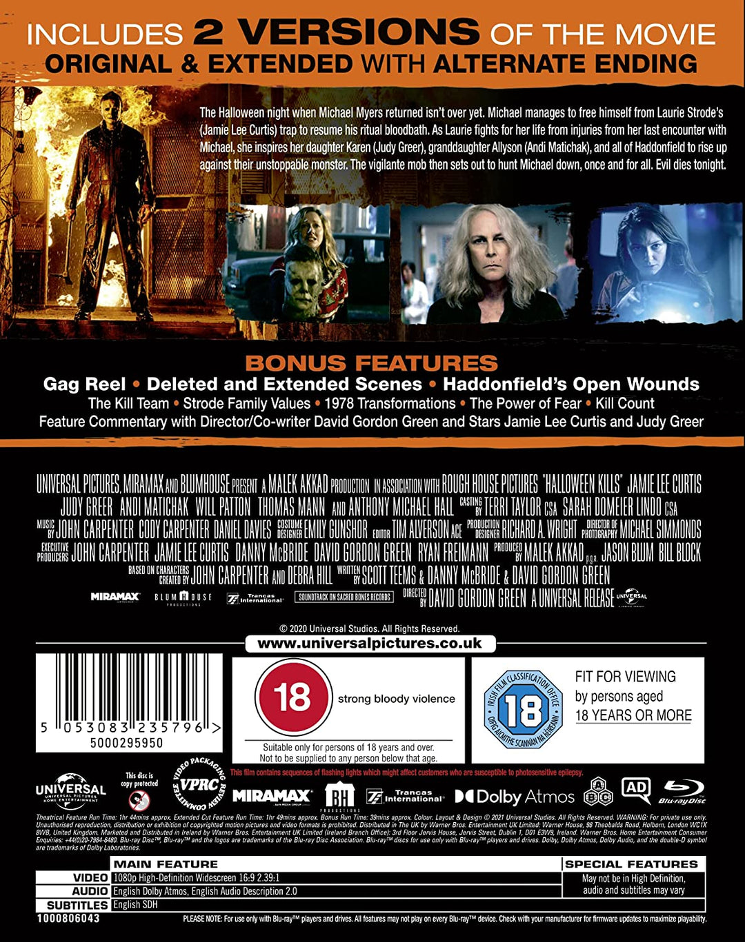 Halloween Kills  [2021] [Region Free] - Horror [Blu-ray]