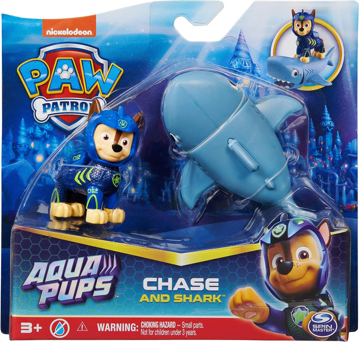 Paw Patrol, Aqua Pups Chase and Shark Action Figures Set, Kids’ Toys for Ages 3