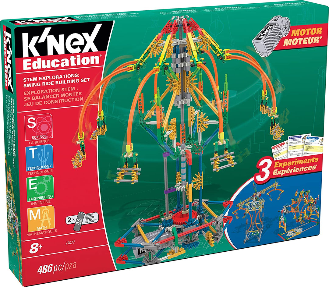 K&#39;Nex 77078 K&#39;NEX STEM Explorations Swing Ride Building Set pour 8 ans et + Jouet d&#39;éducation en ingénierie 486 pièces