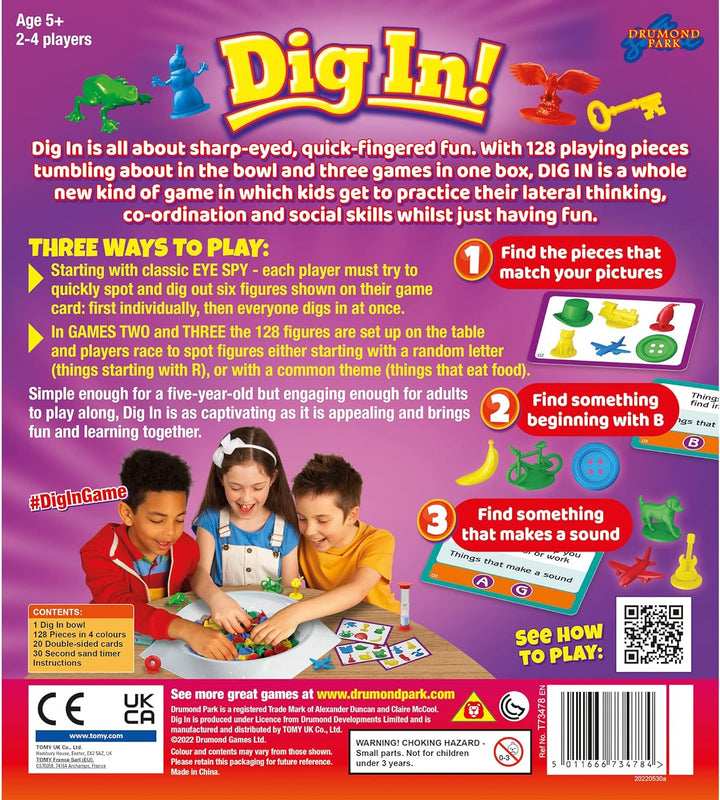 Drumond Park T73478 Dig In , Family Board Games for 2-4 Players, 3 in 1 Tabletop Games