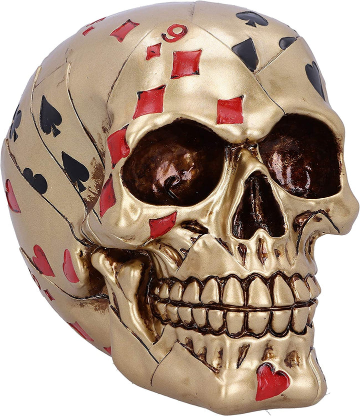 Dead Mans Hand Golden Playing Card Skull Ornament