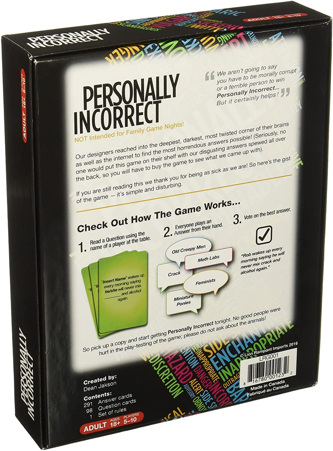 Personally Incorrect - Party Card Game, multi-colored, LRG0001, basic pack