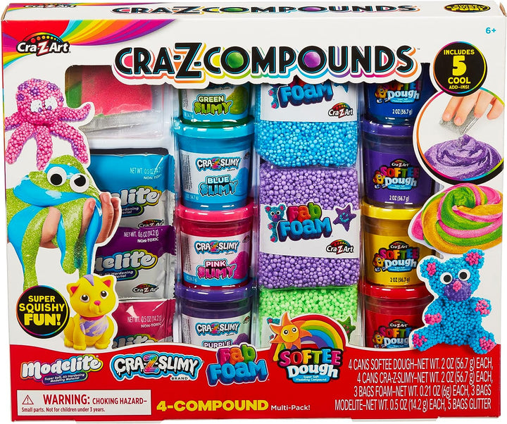 Cra-Z-Slimy Slime Compound Set Toy, 4 compound pack includes multiple unique compounds