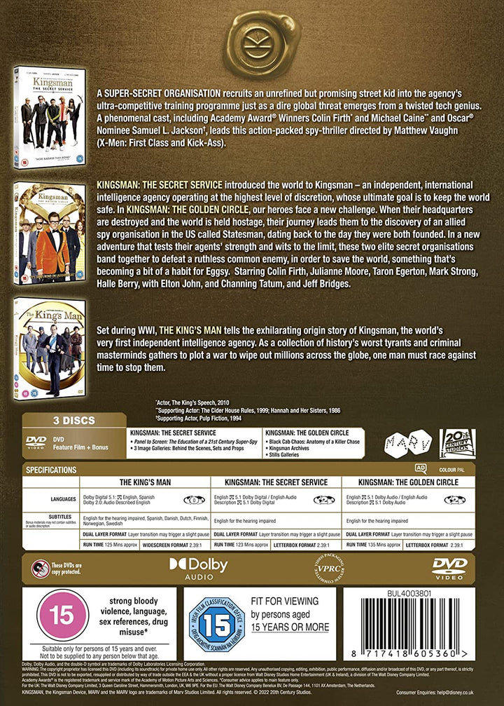 The Kingsman 1-3 Trilogy Box Set [DVD]