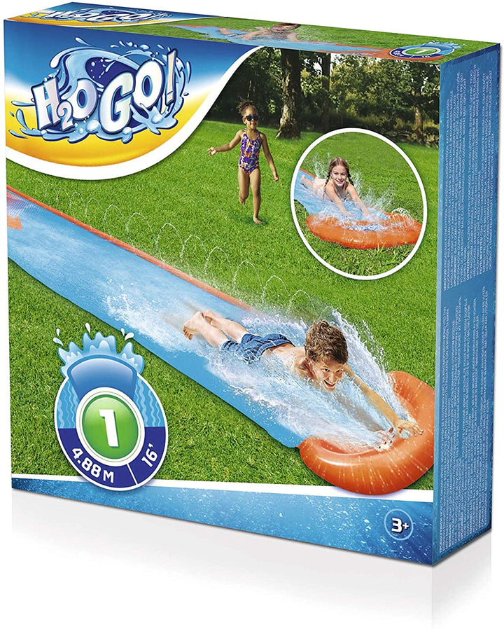 Bestway H20GO Single Water Slide, 4.88 m Inflatable Slip and Slide with Built-In Sprinklers