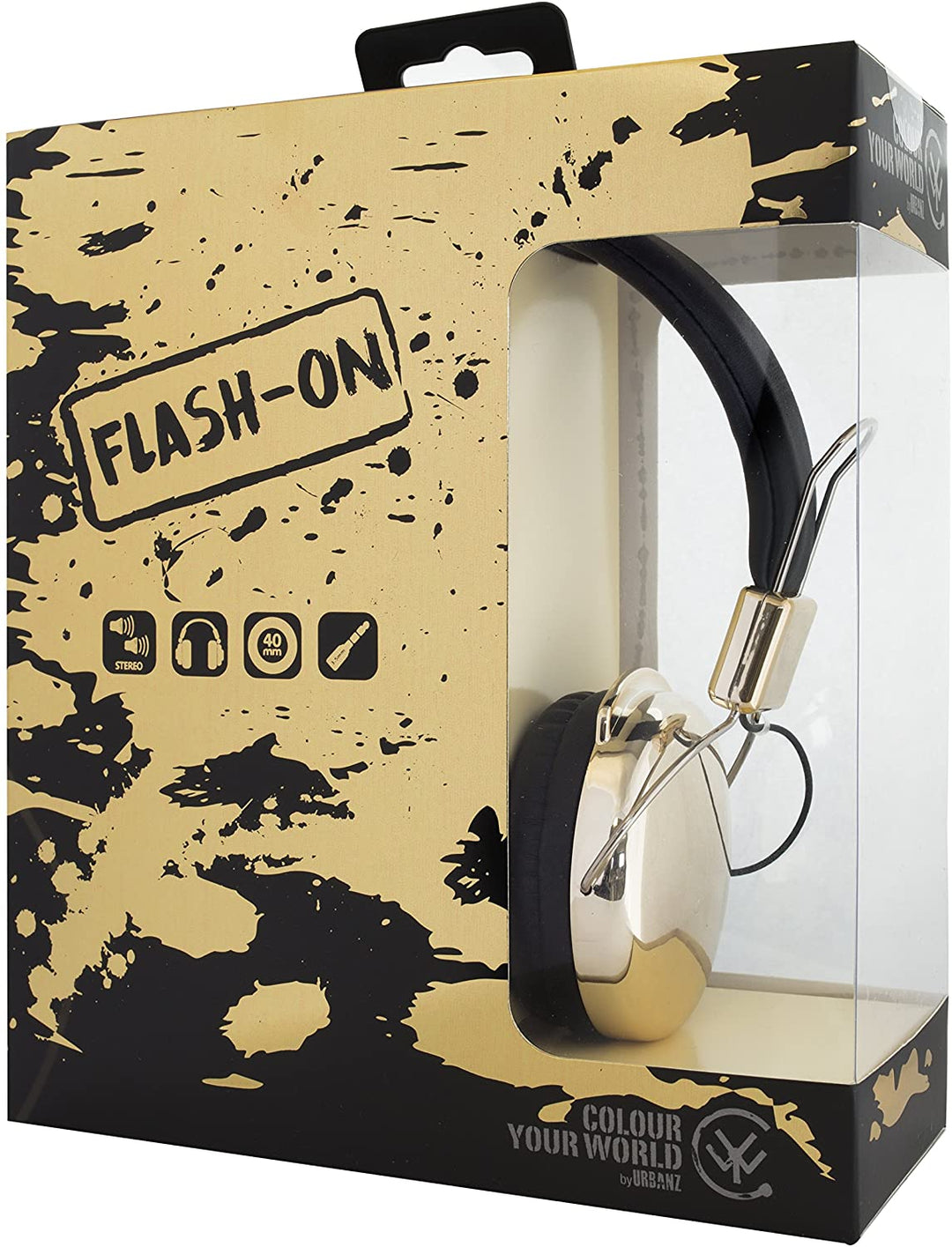 Stereo Headphones by Urbanz, On-Ear Bass Driven Earphones with Metallic Design (Gold)