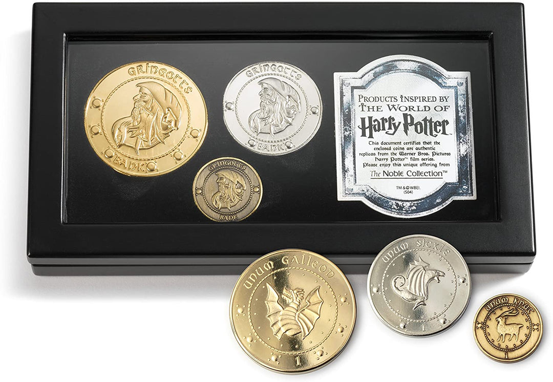 L&#39;ensemble de pièces de collection The Noble Collection The Gringotts Coin Collection comprend les 3 pièces de la Banque Gringotts