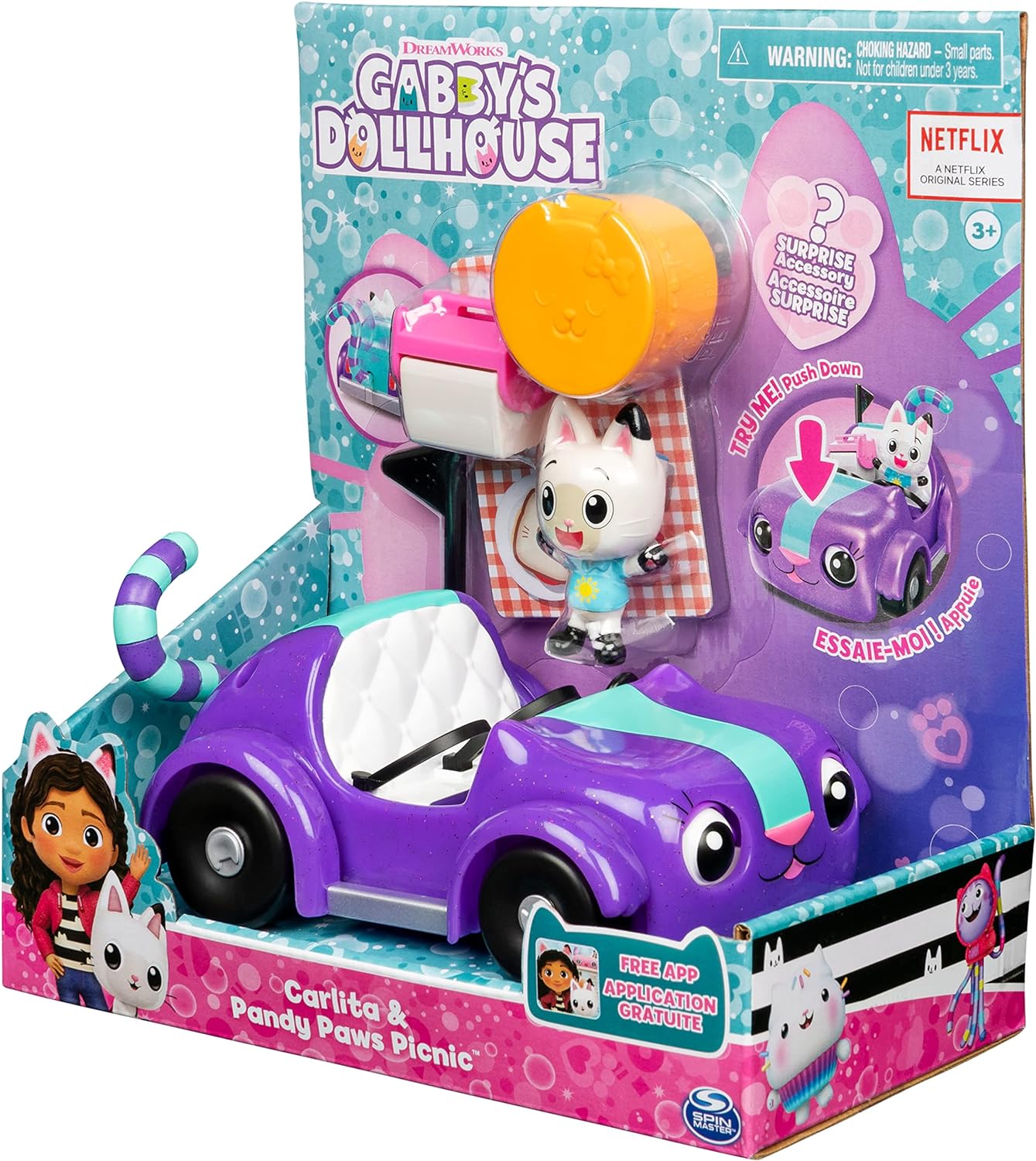 Gabby’s Dollhouse Carlita & Pandy Paws Picnic Set - Interactive Vehicle Playset for Ages 3+